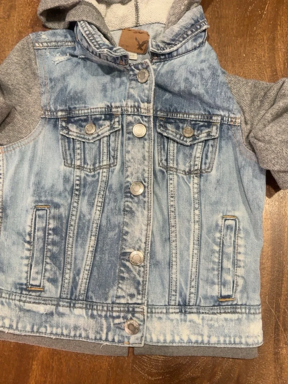 American Eagle Acid Wash Denim Hooded Jacket Women’s XS